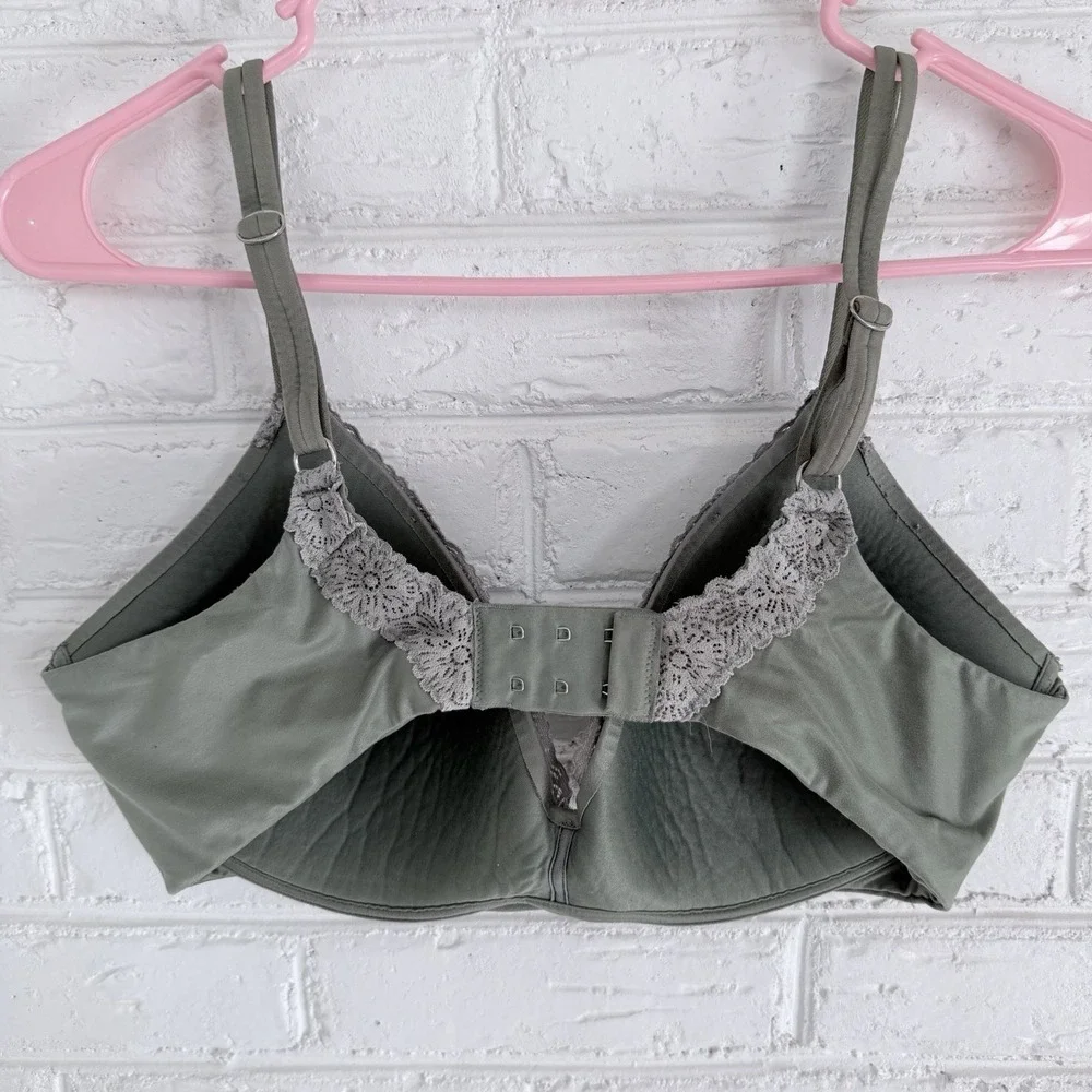 Aerie Green Ombre Real Sunnie Lace Demi Push Up Wireless Bra Size 36D - Picture 4 of 9